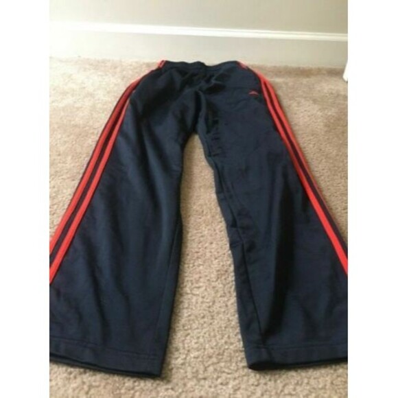 Adidas Boys Blue Orange Athletic Jogging Track Pants Size Large - Picture 1 of 7
